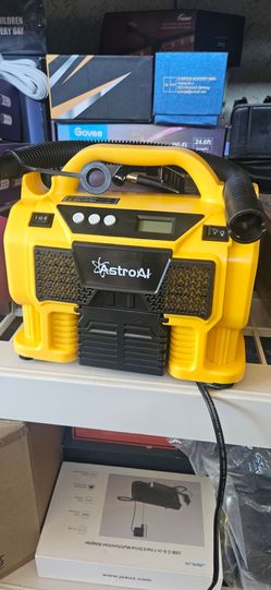 AstroAI 160PSI Cordless/Corded Tire Pump with 3 Power Supply (DC/AC/Battery) Without Battery Yellow