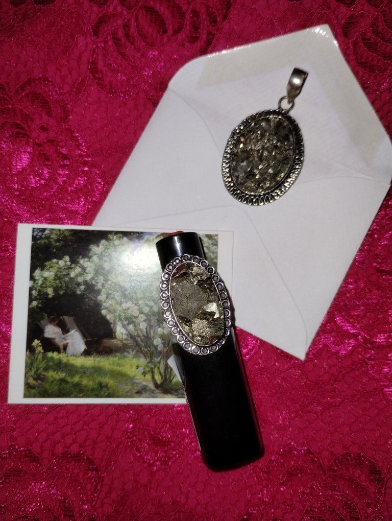 Pyrite Pendant + Ring Set