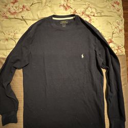 Polo Ralph Lauren Jersey Tee Medium Navy T-shirt Long sleeve Cotton Crew Neck