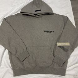 Fear of God Essentials Gray Hoodie Oversized Black Logo New w/ Tags
