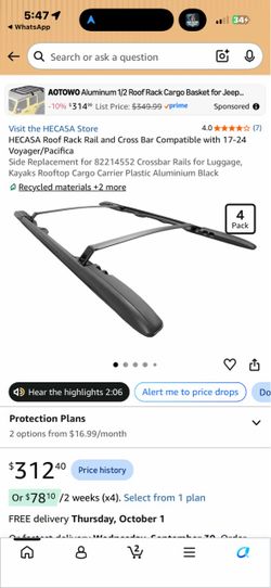 Chrysler Pacifica / Voyager Complete Roof Rack Kit – Side Rails + Crossbars
