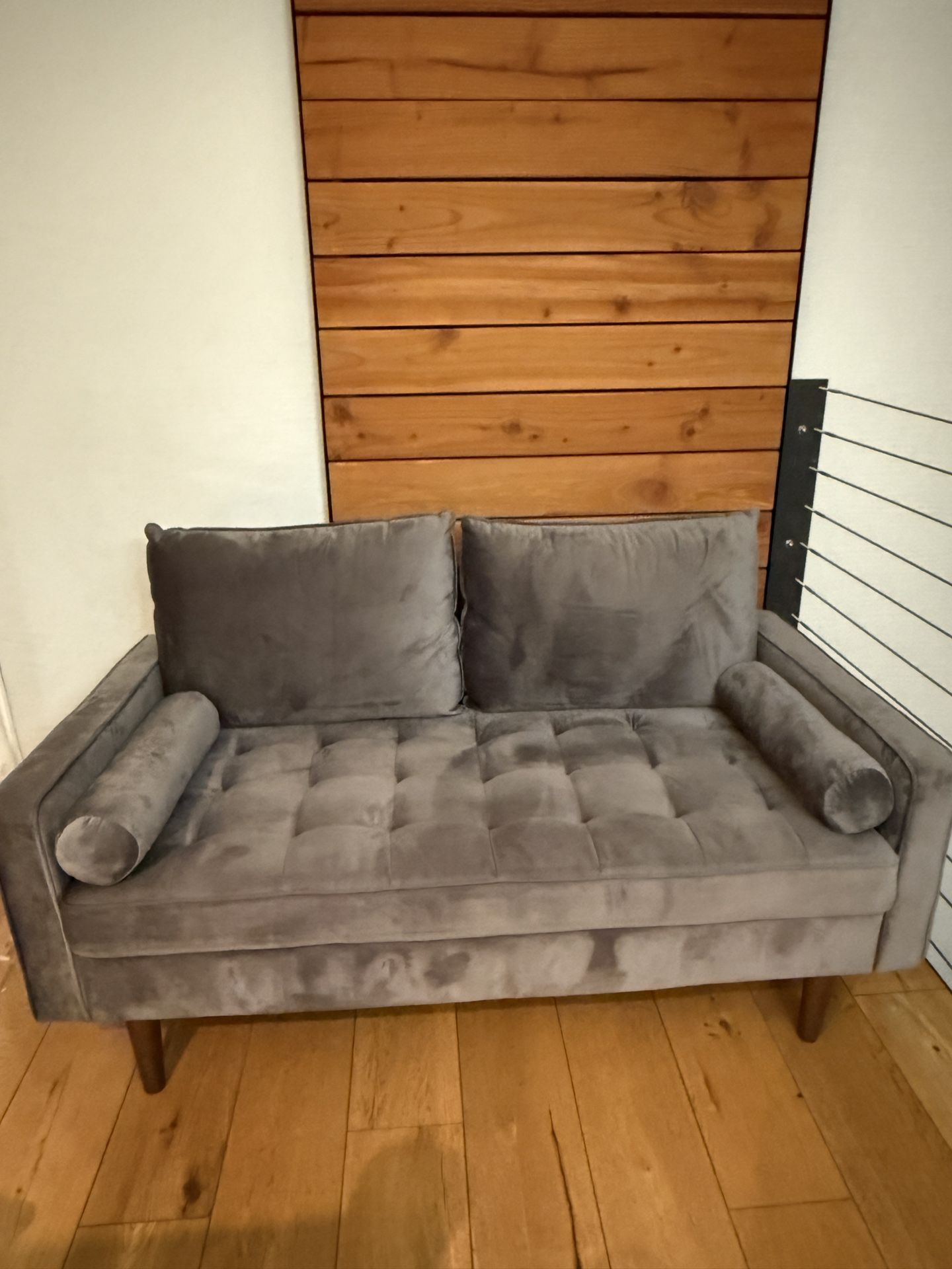 Soft Grey Velvet Loveseat