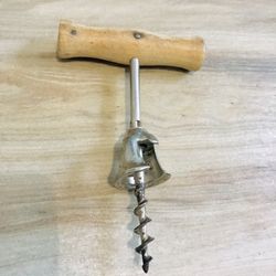 Vintage Corkscrew Bell Style Wood Handle Made In Italy Wine Bottle Opener