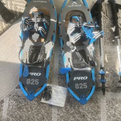 ALPTREK Pro SPIN Snowshoe Kit with Sawtooth Grips, Poles, and Case  Blue/Medium