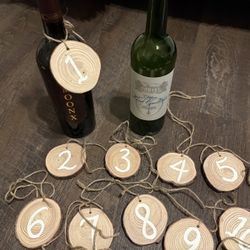 Wood Slice Tie On Table Numbers 1-10