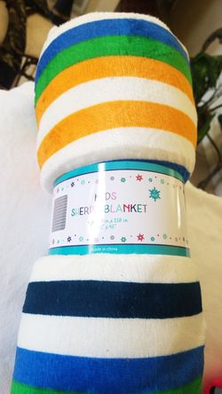 New! Kids Sherpa Color Stripe Blanket