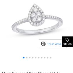 Multi-Diamond Pear-Shaped 10K White Gold