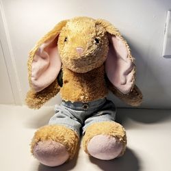 BUILD A BEAR 18" BUNNY PLUSH TAN STUFFED ANIMAL JEAN OUTFIT 