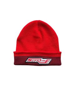 Supreme Red Cuff Stripe Beanie OS