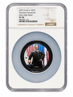 2022 Cook Islands Theodore Roosevelt Ultra High Relief NGC PF70