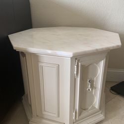 Mid Century  Marbel Top Hexagonal Side Table