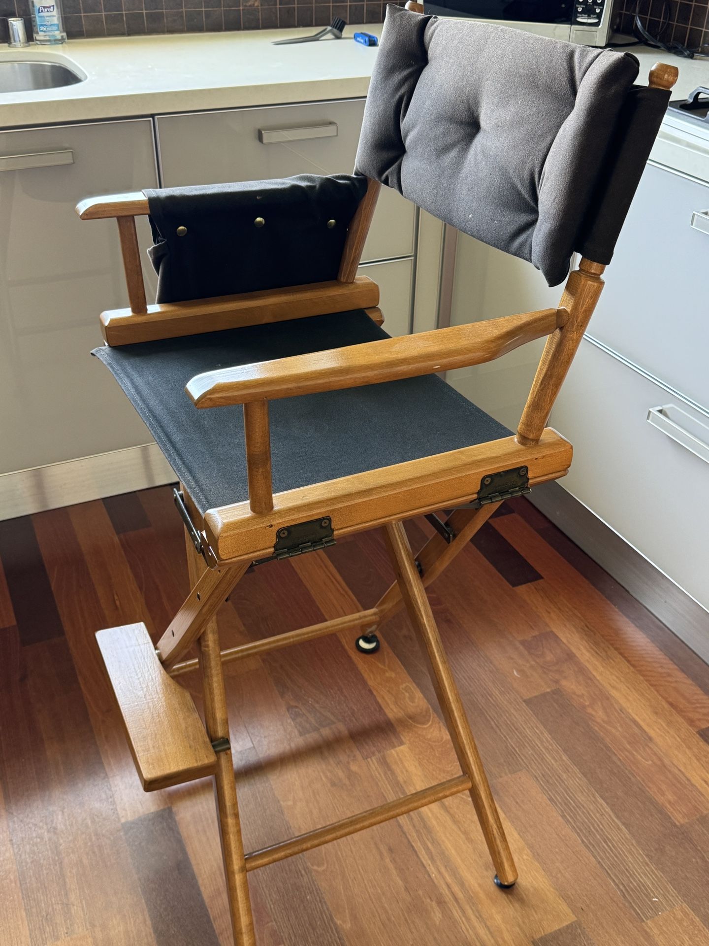 World Famous Bar Height Director Chair, Black with Walnut Frame