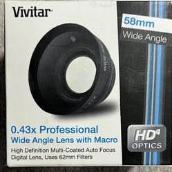 Vivitar 58mm Wide Angle 0,43X Professional Wide Angle Lens with Macro New in Box