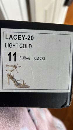 Elegant Lacey Light Gold Heels – Women’s Size 11 ✨