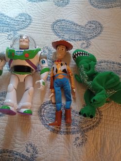 Disney Toy Story Woody Buzz (talks) and Rex plush puppet