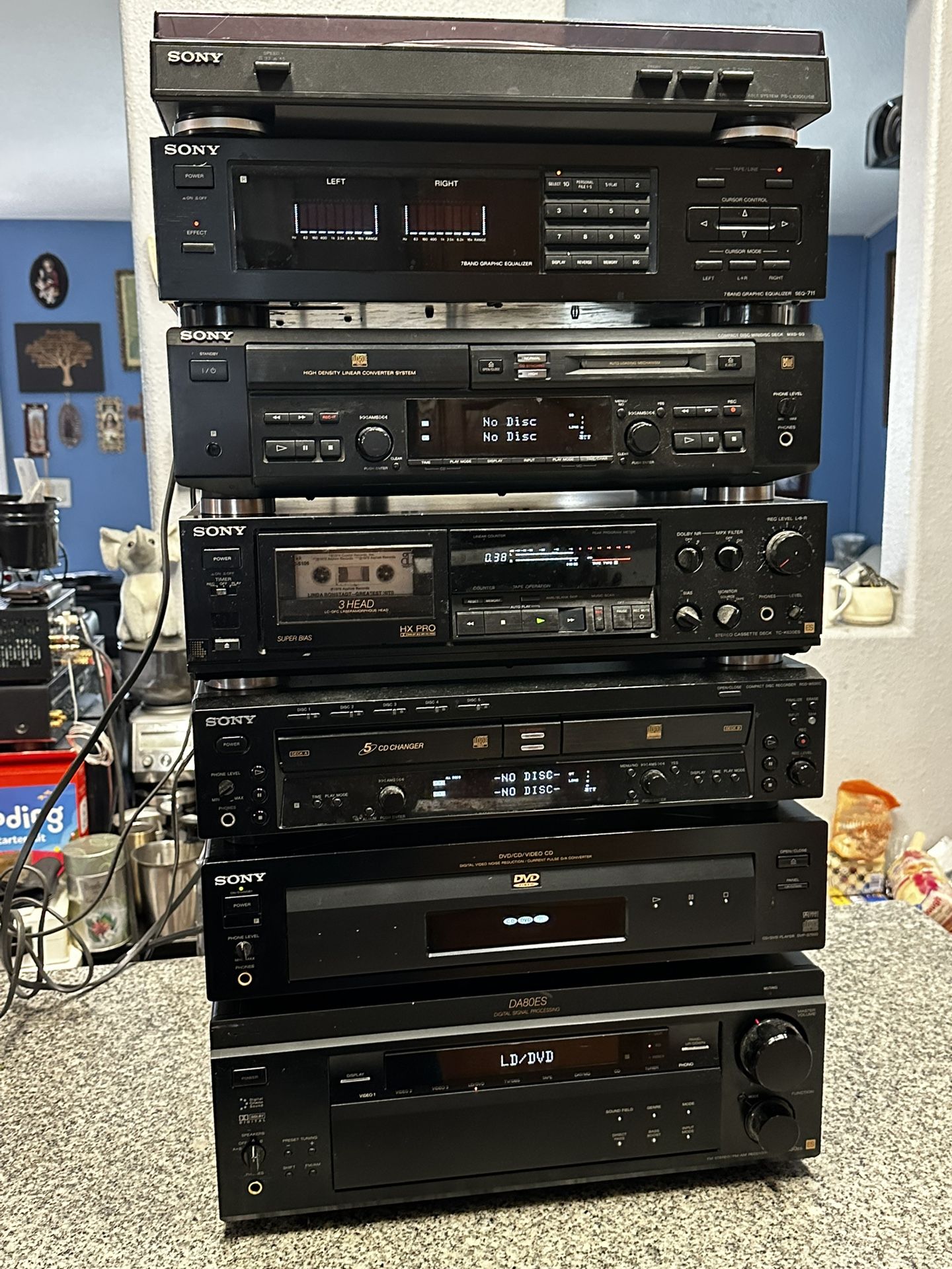 Sony All System Receiver Minidisc Cassette CD DVD Equalizer LP Player