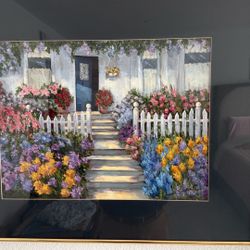 Original Decorative Painting – Impressionist Cottage Garden Scene.
