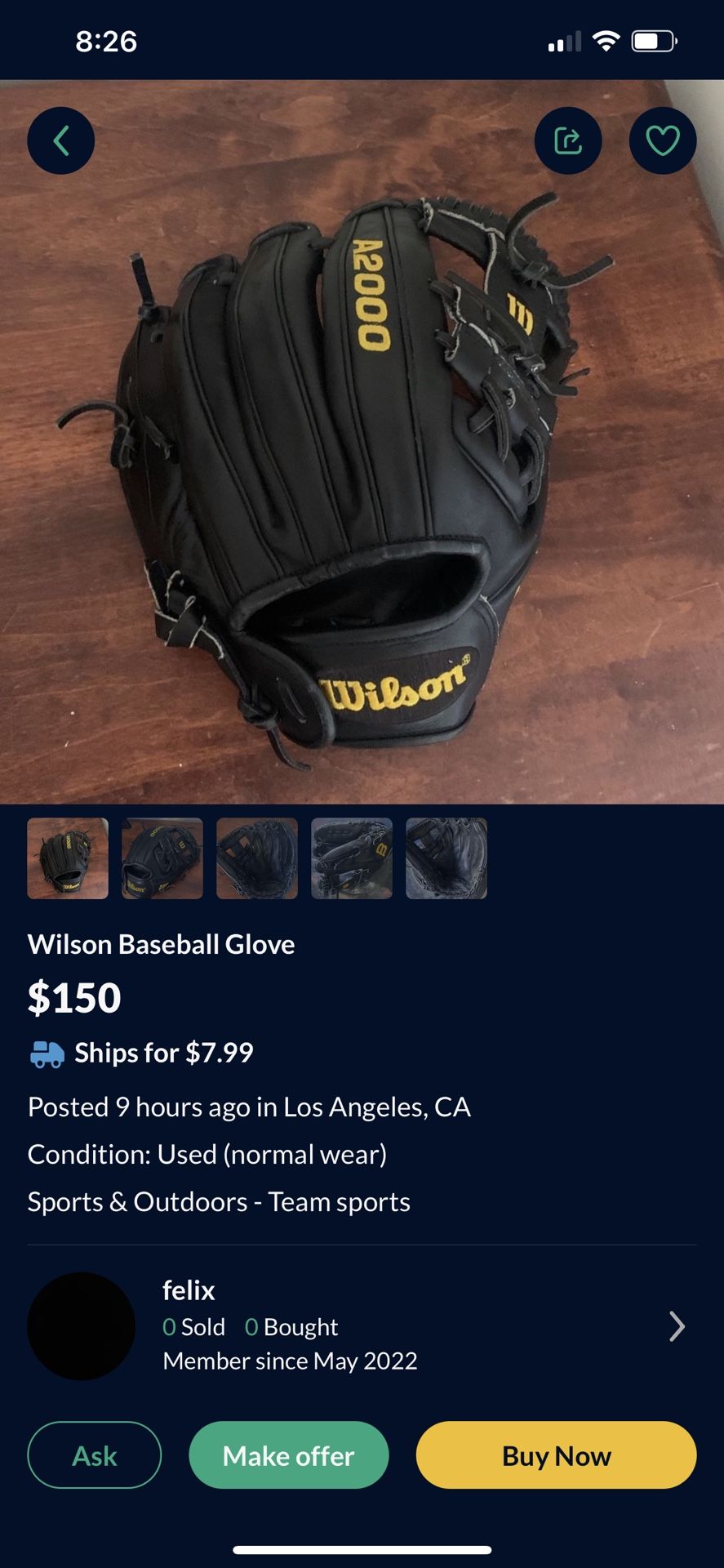 ATTENTION SCAMMER: Wilson Baseball Glove