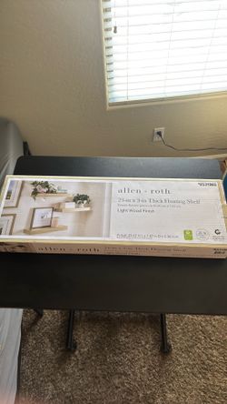 Allen + Roth 24-in by 3-in Thick Floating Shelf Light Wood Finish
