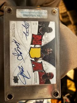 highly sought-after 2007-08 Upper Deck Exquisite Collection triple autograph jersey card featuring Michael Jordan, Kobe Bryant, and LeBron James