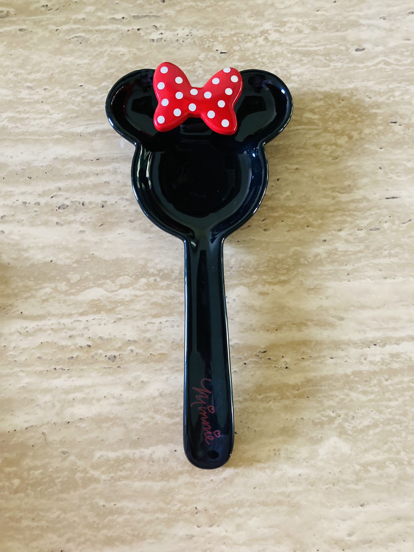  Disney Minnie Mouse Figural Black/Red Spoon Rest