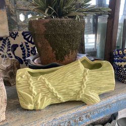Very Cute Bamboo Look Lemon Green Small Planter