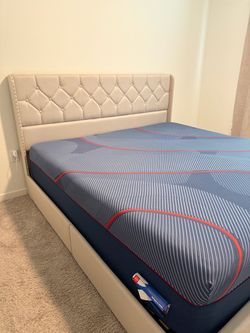 Upholstered Bed Frame with Tufted Headboard King Size (with drawer storage)