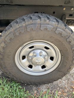Tires and rims one tire is pretty worn but the other 3 still have some life left Toyo open country 285/75/17 came off 17 “ram 2500 125.00 obo