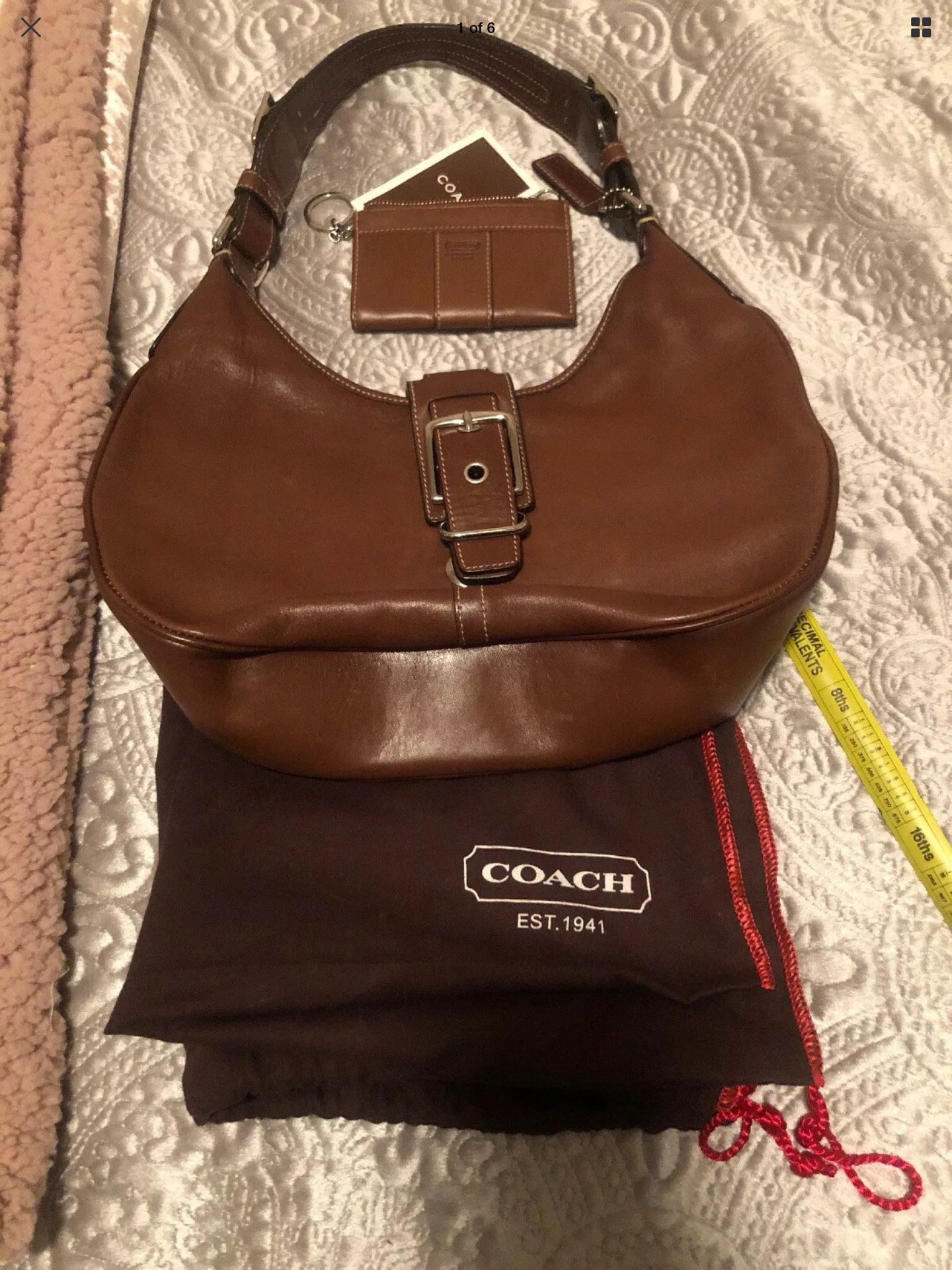 Leather coach hobo bag