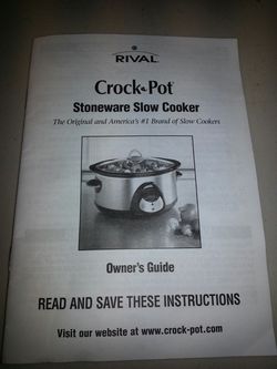 Rival 6 quart Crockpot Stoneware Slow Cooker Smart Pot Model 5855