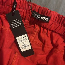 Red Cargo Mini Skirt 