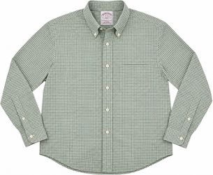 Brooks Brothers 346 Men’s Dress Shirt 16 2/3 Green White Gingham Non Iron Cotton