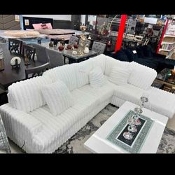 Blanco Seccional Corduroy Nuevo Sofa 🛋 ♥️ 