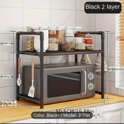 Water-Resistant, Durable Kitchen Storage Solution - Multi-Functional Rack with Hooks for Appliances Such As Microwave, Toaster, And Air Fryer - Adjust