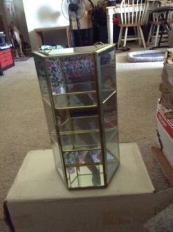 Miniature glass and brass curio cabinets