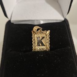 "K"    10k Gold Pendant Kids Size.