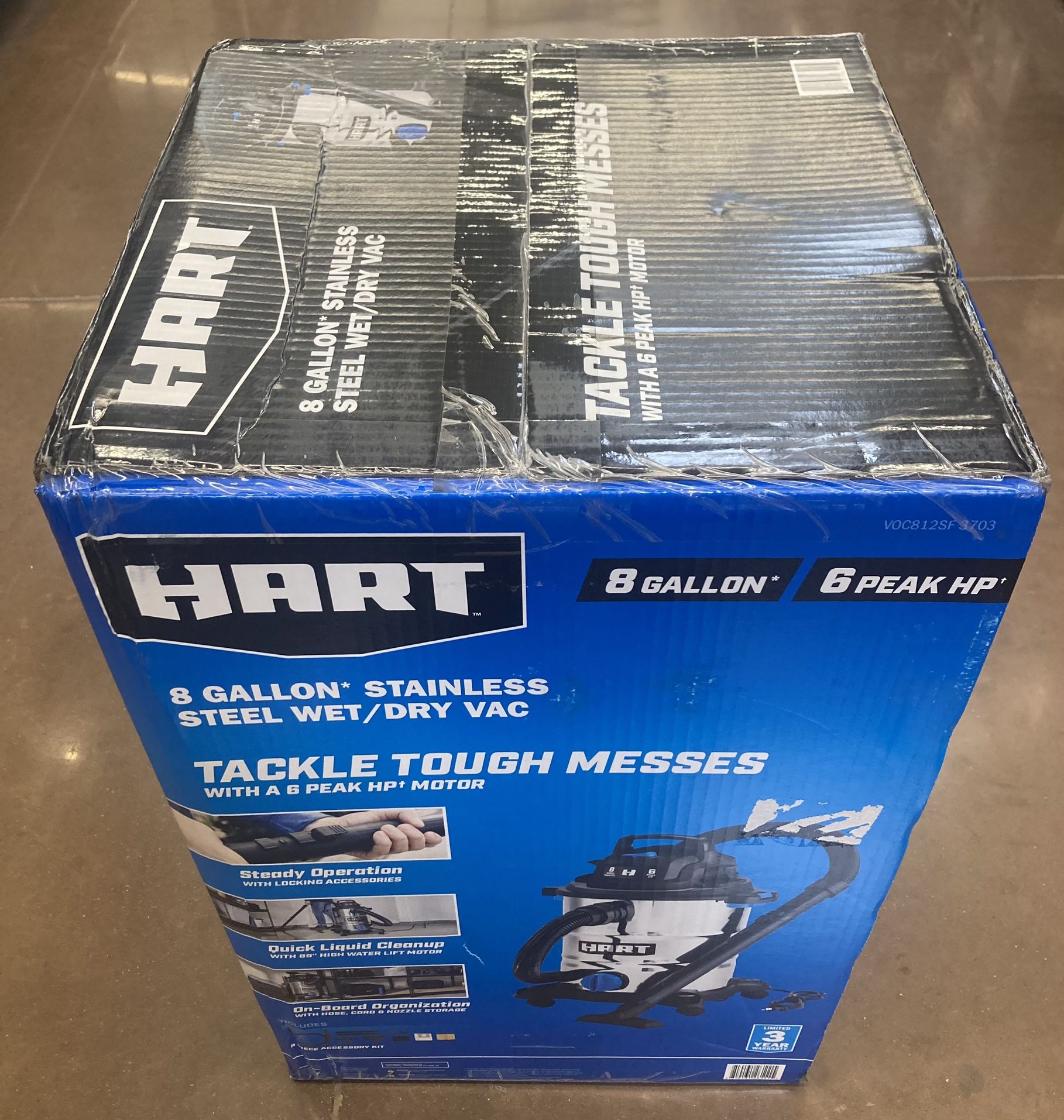 Brand New HART 8 Gallon 6 HP Stainless Steel Wet/Dry Vacuum