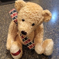 Dan Dee 8" tan bear with patriotic stars ribbon