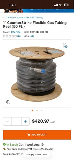Trac pipe for gas 1”