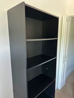 Black Bookcase with Adjustable Shelves