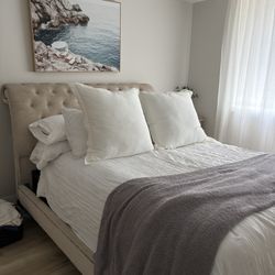 Queen Size Bed Frame, Mattress 