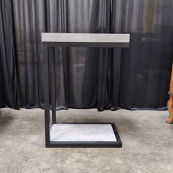 Coaster Gray Faux Concrete and Black Metal C-Table