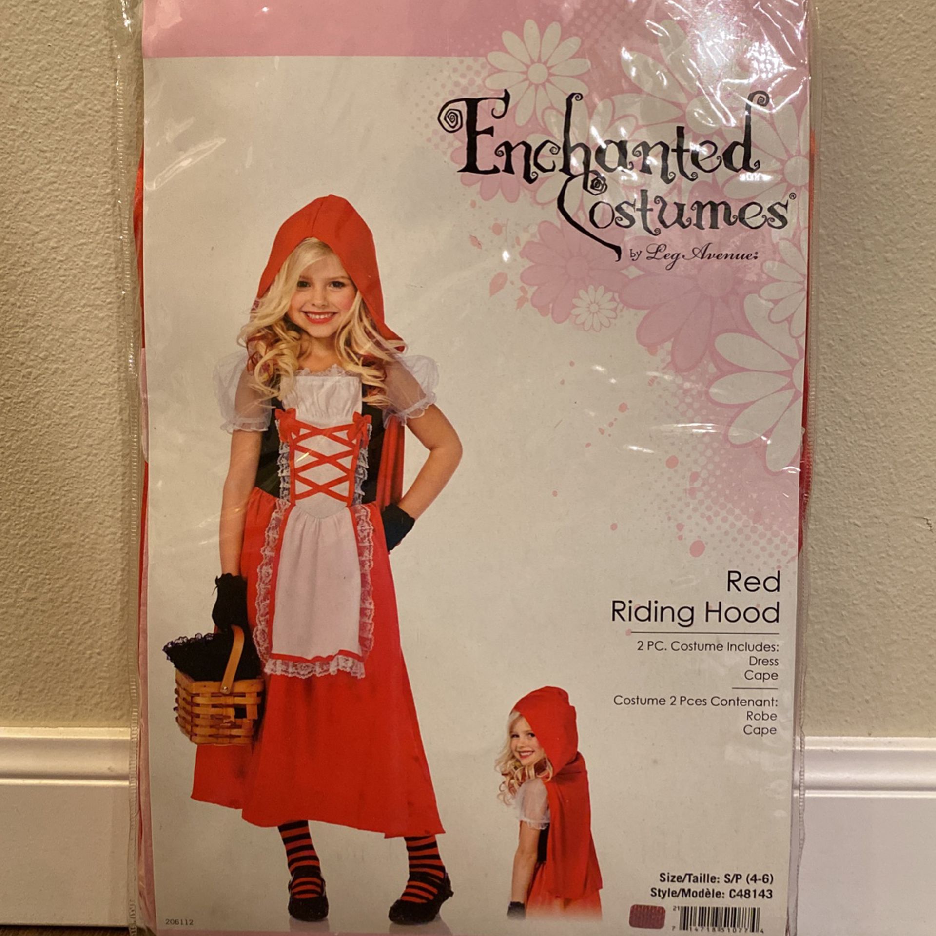 Red Riding Hood 2 Piece Costume Size Small (4-6 years old)