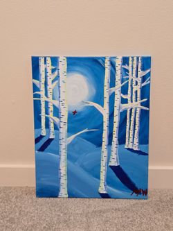 Forest winter canvas painting