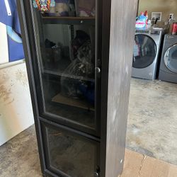 Storage Cabinet W Glass Doors And Adjustable Shelves 