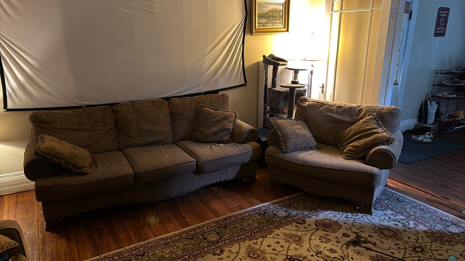 Sofa and Armchair With Throw Pillows (used)