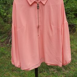 Michael Kors peach color Women's Light Weight Long-sleeved Blouse Size M