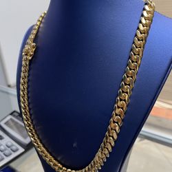 ‼️👑 12MM MIAMI CUBAN LINK CHAIN ☀️🌴 26 INCH GOLD OVER SILVER