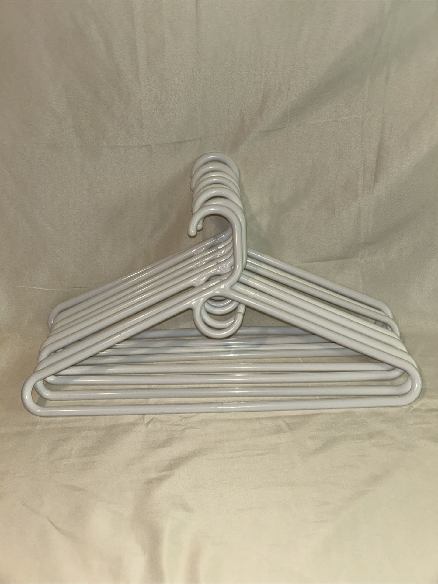 Thick Plastic HD Heavy Duty Hangers, 8 Pcs., White, Made In U. S. A., Durable, Tubular