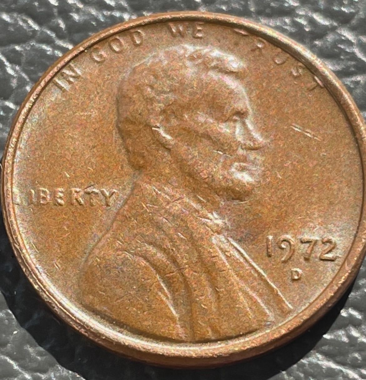1972 D . Double Strike Penny. L missing